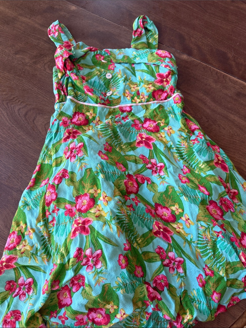 Matilda Jane Aqua Floral Sundress with Pink and Green Accents